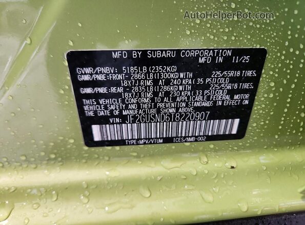 JF2GUSND6T8220907 2026 SUBARU CROSSTREK Green Vista interior de 360 grados