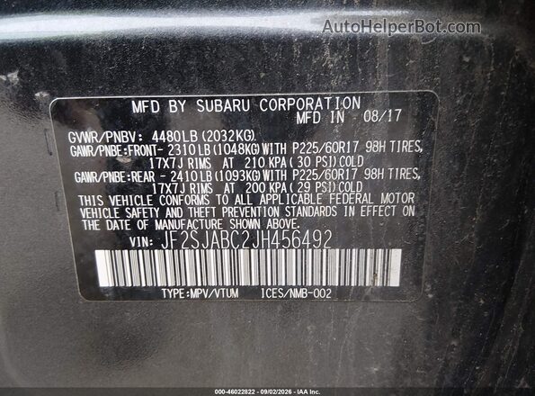 JF2SJABC2JH456492 2018 SUBARU FORESTER Navy ძრავის განყოფილების ხედი