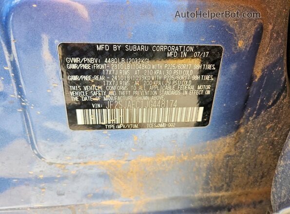 JF2SJAEC1JG448174 2018 SUBARU FORESTER Blue სალონის 360-გრადუსიანი ხედი