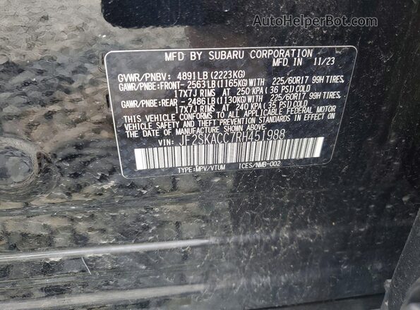 JF2SKACC7RH451988 2024 SUBARU FORESTER Черный Вид наклейки с VIN-кодом