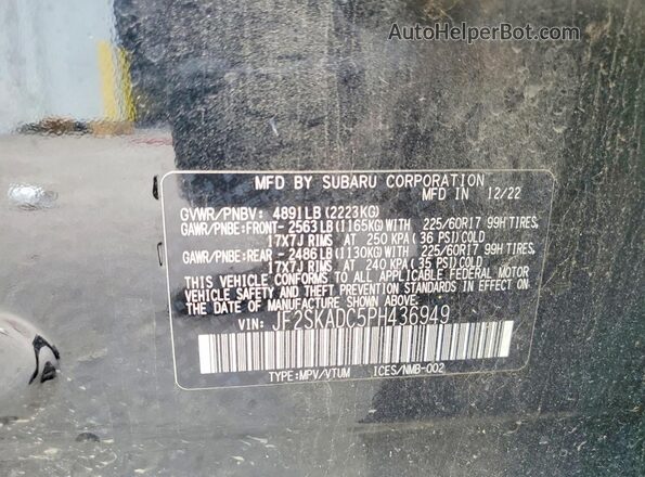 JF2SKADC5PH436949 2023 SUBARU FORESTER Black VIN sticker view