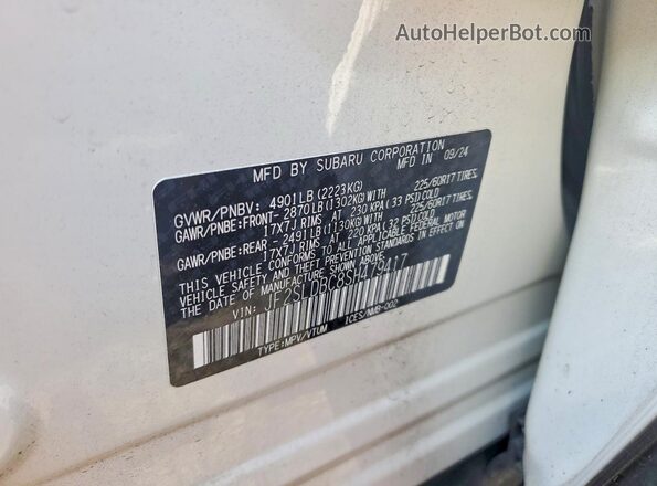 JF2SLDBC8SH479417 2025 SUBARU FORESTER White VIN sticker view