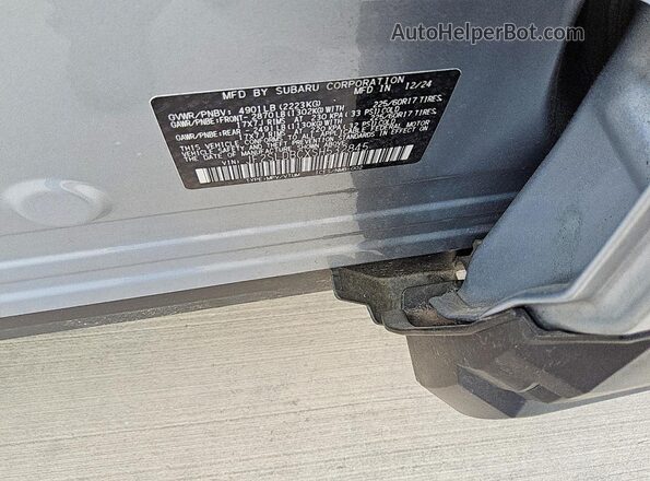 JF2SLDBCXSH532845 2025 SUBARU FORESTER Silver VIN կոդի պիտակի տեսք
