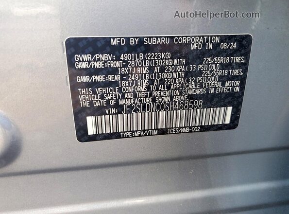 JF2SLDNC0SH468598 2025 SUBARU FORESTER Silver Engine compartment view