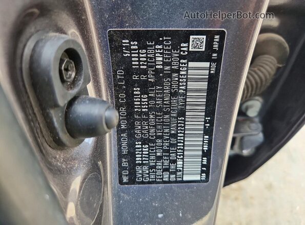 JHMFC1F38JX022375 2018 HONDA CIVIC Black VIN կոդի պիտակի տեսք
