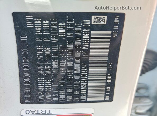 JHMZC5F34JC024247 2018 HONDA CLARITY White Vista del compartimento del motor