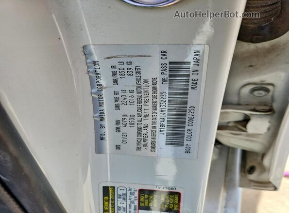 JM1BPAAL4M1332235 2021 MAZDA 3 White VIN sticker view