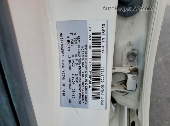 JM1BPABL4L1163525 2020 MAZDA 3 White Widok naklejki z numerem VIN
