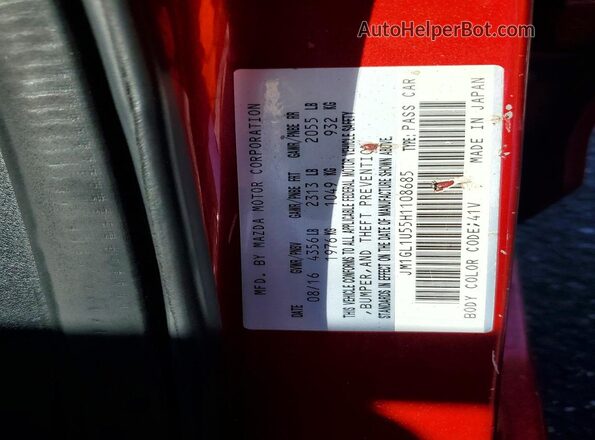 JM1GL1U55H1108685 2017 MAZDA 6 Red Vista del compartimento del motor
