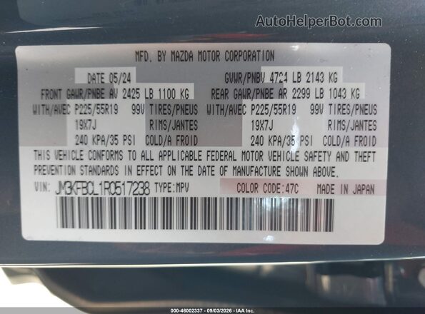 JM3KFBCL1R0517238 2024 MAZDA CX-5 Gray Vista del compartimento del motor