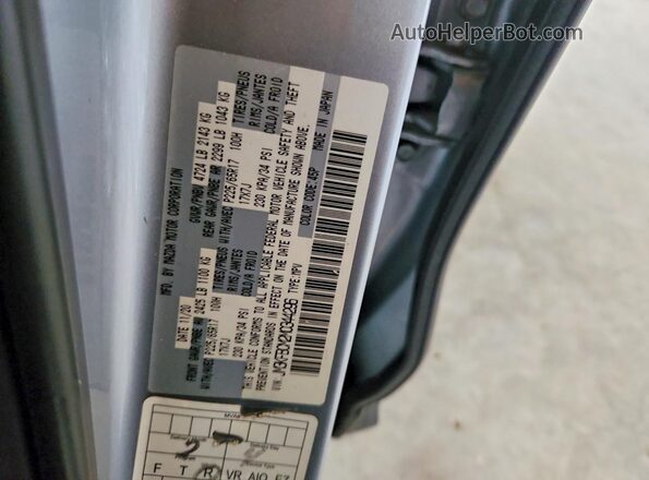 JM3KFBCM2M0344296 2021 MAZDA CX-5 Silver Widok naklejki z numerem VIN
