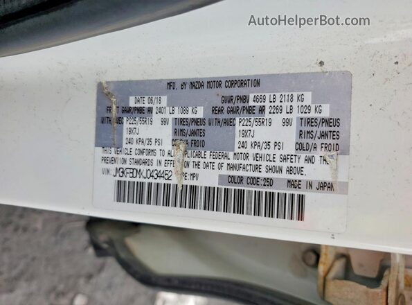 JM3KFBDMXJ0434452 2018 MAZDA CX-5 White VIN կոդի պիտակի տեսք