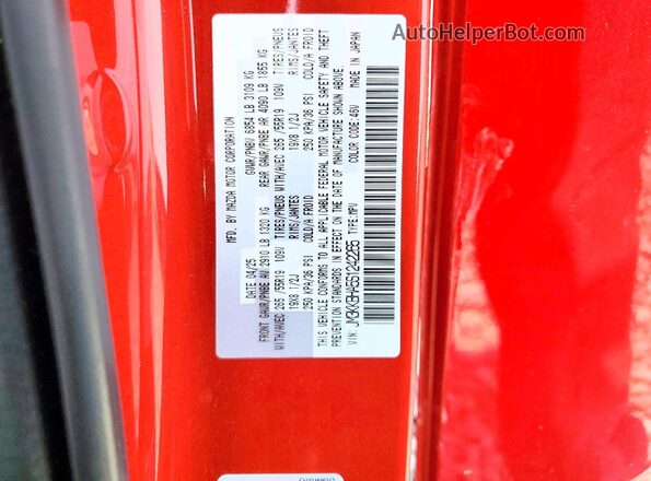 JM3KKBHA5S1242265 2025 MAZDA CX-90 Maroon VIN კოდის სტიკერის ხედი