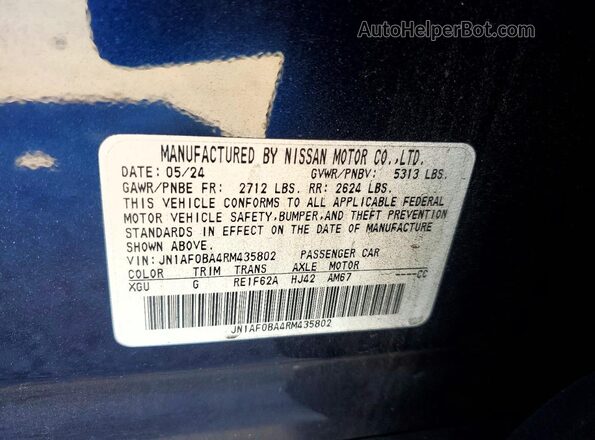 JN1AF0BA4RM435802 2024 NISSAN ARIYA Blue Vista de la etiqueta del VIN