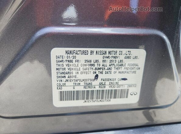 JN1EV7AP0LM207306 2020 INFINITI Q50 Серый Вид подкапотного пространства
