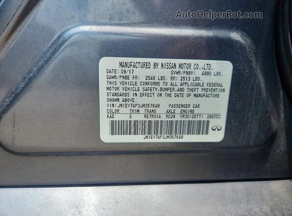JN1EV7AP3JM357648 2018 INFINITI Q50 Серый Вид подкапотного пространства