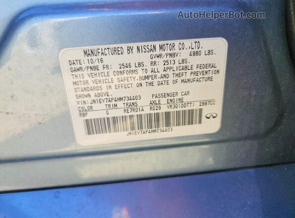 JN1EV7AP4HM734403 2017 INFINITI Q50 Blue Շարժիչի բաժամունքի տեսք