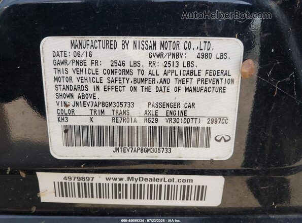 JN1EV7AP8GM305733 2016 INFINITI Q50 Black Vista del compartimento del motor