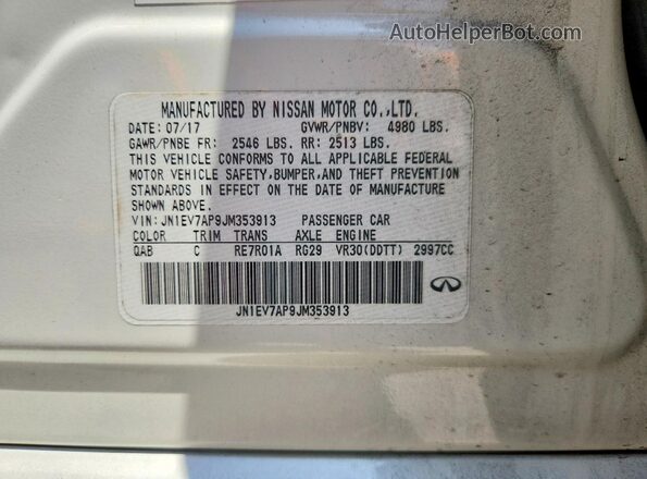 JN1EV7AP9JM353913 2018 INFINITI Q50 White Շարժիչի բաժամունքի տեսք