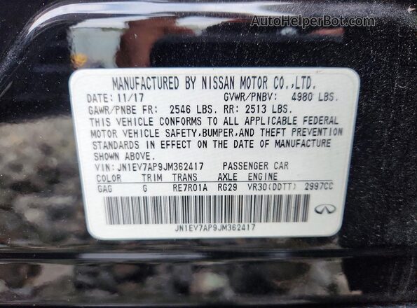 JN1EV7AP9JM362417 2018 INFINITI Q50 Black Շարժիչի բաժամունքի տեսք