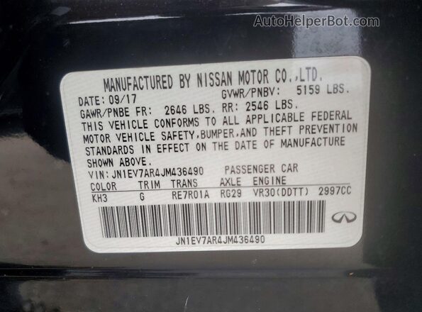 JN1EV7AR4JM436490 2018 INFINITI Q50 Black VIN sticker view