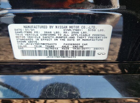 JN1EV7BR7MM754073 2021 INFINITI Q50 Black Շարժիչի բաժամունքի տեսք
