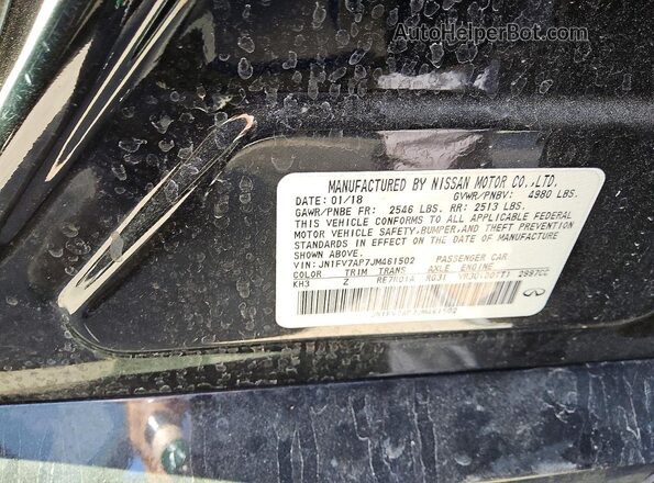 JN1FV7AP7JM461502 2018 INFINITI Q50 Black VIN կոդի պիտակի տեսք