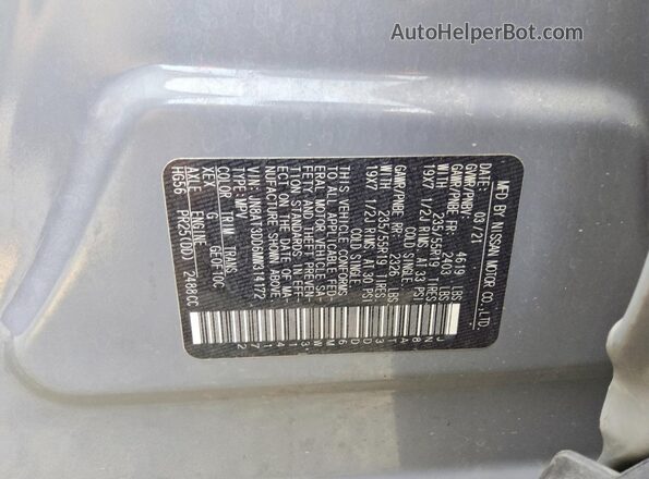 JN8AT3DD6MW314172 2021 NISSAN ROGUE Gray Widok naklejki z numerem VIN