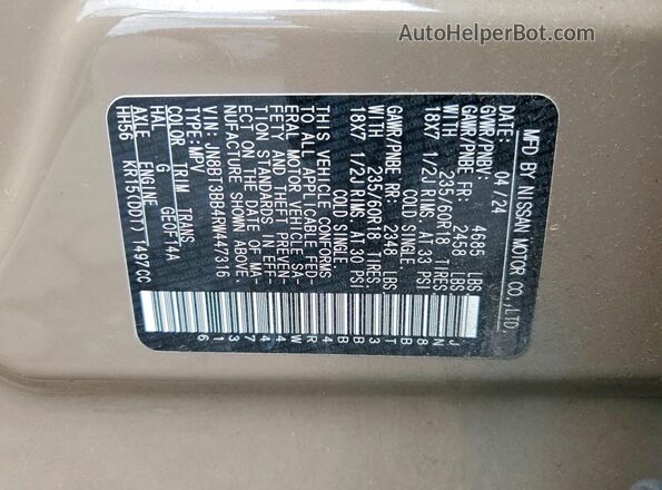 JN8BT3BB4RW447316 2024 NISSAN ROGUE Brown 360 interior view