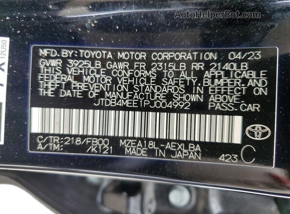 JTDB4MEE1PJ004992 2023 TOYOTA COROLLA Black Vista del compartimento del motor