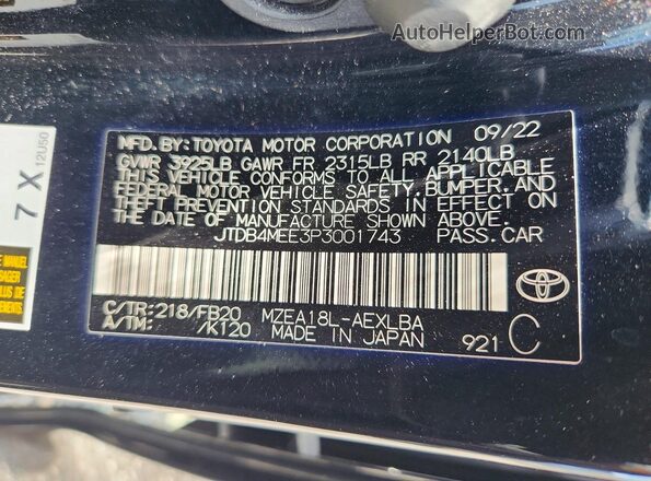JTDB4MEE3P3001743 2023 TOYOTA COROLLA Черный Вид подкапотного пространства