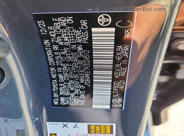 JTDB4MEE7R3024512 2024 TOYOTA COROLLA Charcoal ძრავის განყოფილების ხედი