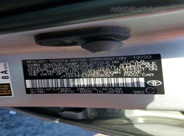 JTDBCMFE1P3008367 2023 TOYOTA COROLLA Silver Engine compartment view