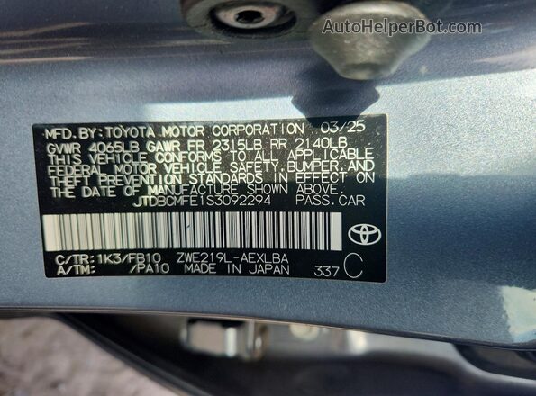 JTDBCMFE1S3092294 2025 TOYOTA COROLLA Blue ძრავის განყოფილების ხედი