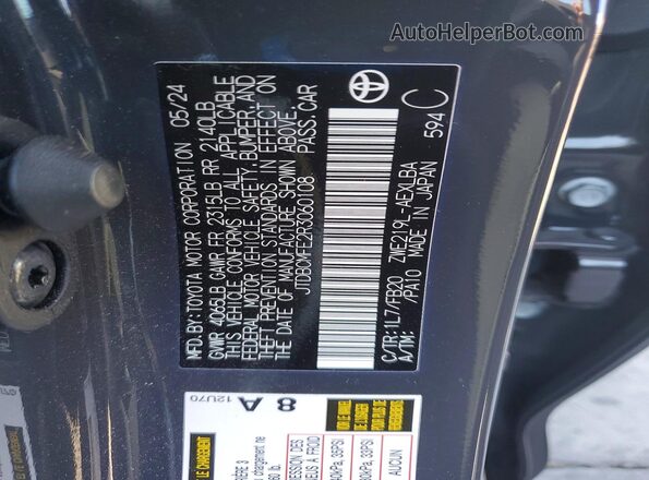 JTDBCMFE2R3060108 2024 TOYOTA COROLLA Blue Շարժիչի բաժամունքի տեսք