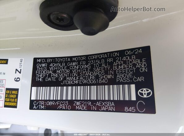 JTDBCMFE9R3061840 2024 TOYOTA COROLLA Белый Вид подкапотного пространства