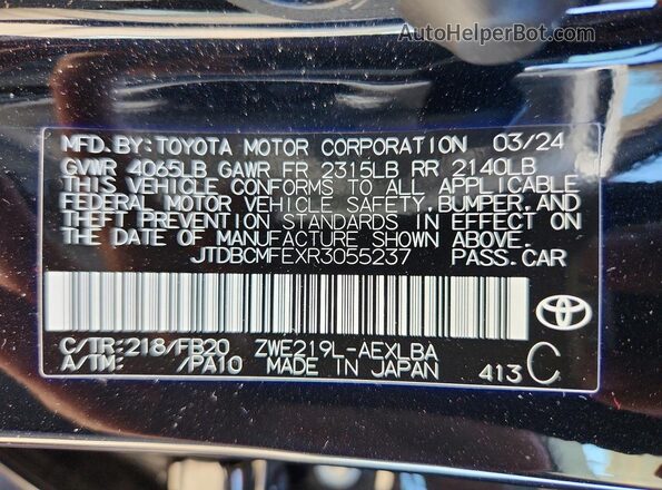 JTDBCMFEXR3055237 2024 TOYOTA COROLLA Black Engine compartment view