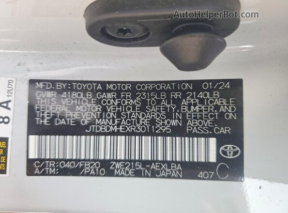 JTDBDMHEXR3011295 2024 TOYOTA COROLLA White Շարժիչի բաժամունքի տեսք