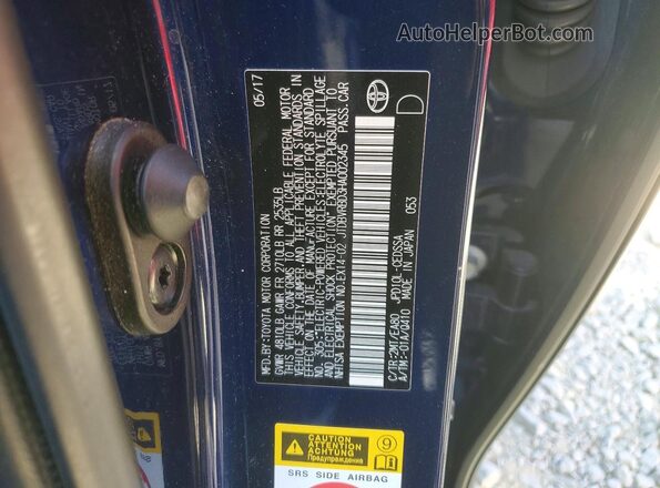 JTDBVRBD3HA002345 2017 TOYOTA MIRAI Blue Շարժիչի բաժամունքի տեսք