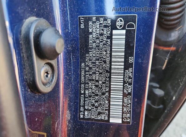 JTDBVRBDXHA001564 2017 TOYOTA MIRAI Blue ძრავის განყოფილების ხედი