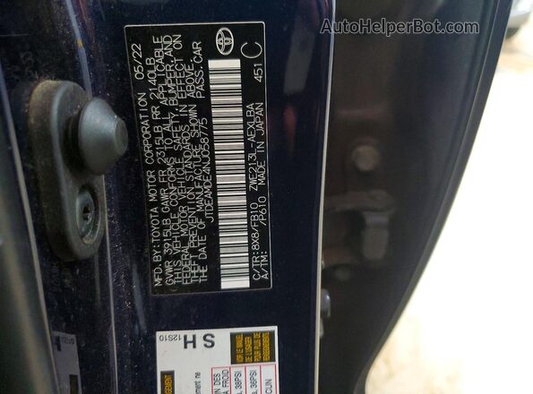JTDEAMDE4NJ058775 2022 TOYOTA COROLLA Blue Շարժիչի բաժամունքի տեսք