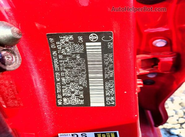 JTDEPRAE4LJ005927 2020 TOYOTA COROLLA Red VIN կոդի պիտակի տեսք