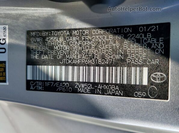 JTDKAMFP6M3182471 2021 TOYOTA PRIUS Silver Շարժիչի բաժամունքի տեսք