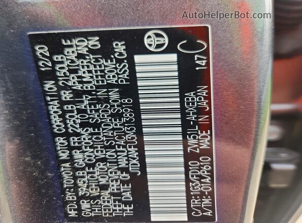 JTDKAMFU3M3138918 2021 TOYOTA PRIUS Gray Vista del compartimento del motor