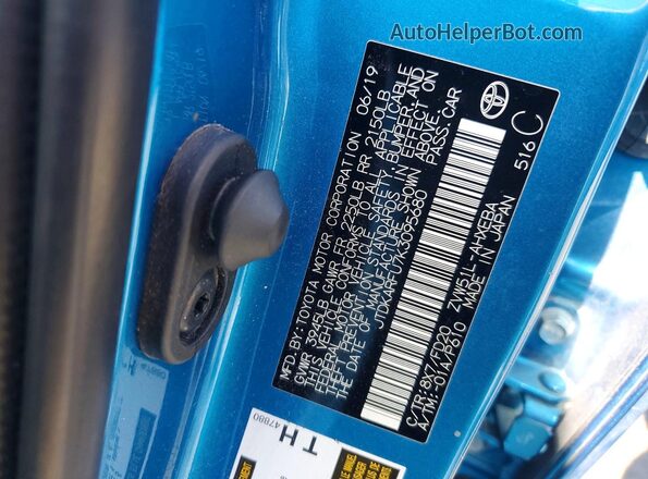 JTDKARFU7K3095680 2019 TOYOTA PRIUS Blue Շարժիչի բաժամունքի տեսք