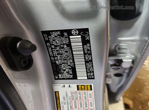 JTDL9MFU2N3033379 2022 TOYOTA PRIUS Silver Vista de la etiqueta del VIN