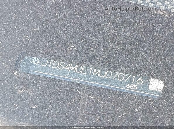 JTDS4MCE1MJ070716 2021 TOYOTA COROLLA Blue 