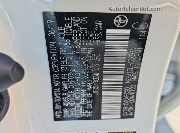 JTDS4RCE4LJ031260 2020 TOYOTA COROLLA White Widok komory silnika
