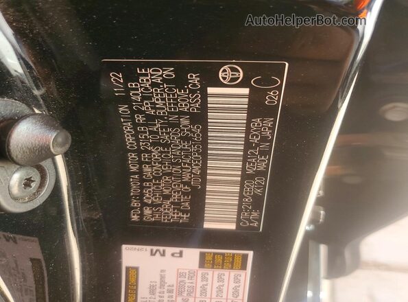 JTDT4MCE0P3516545 2023 TOYOTA CORALLA Black Widok naklejki z numerem VIN