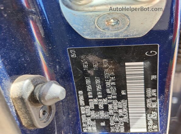 JTEMU5JR3M5940832 2021 TOYOTA 4RUNNER Blue Widok naklejki z numerem VIN